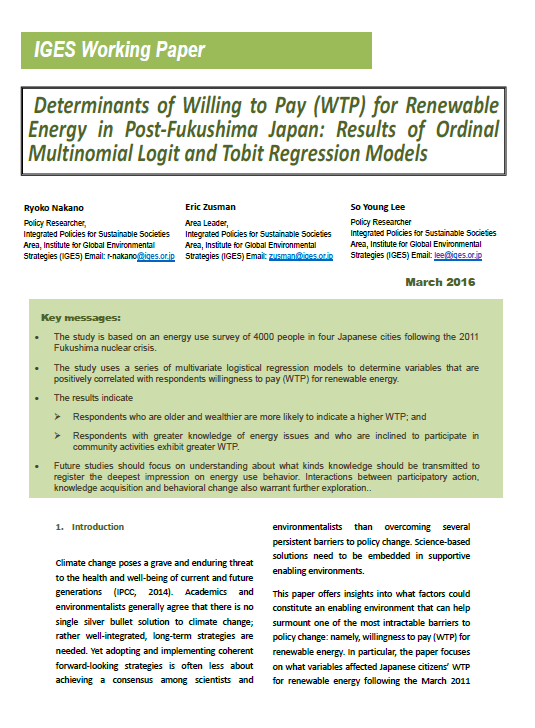determinants of willingness to pay for determinants of willingness to pay for